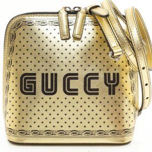 💎Unique💎Auth Gucci Crossbody Bag Gold Leather #29200G36